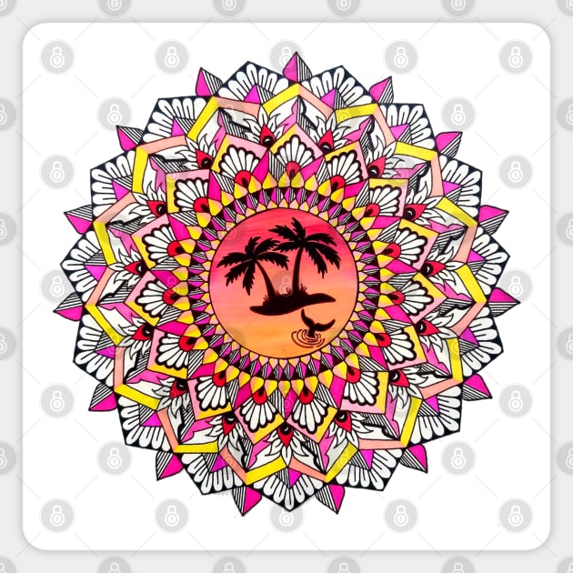 Sunset Island Mandala Sticker by Art by Rory 